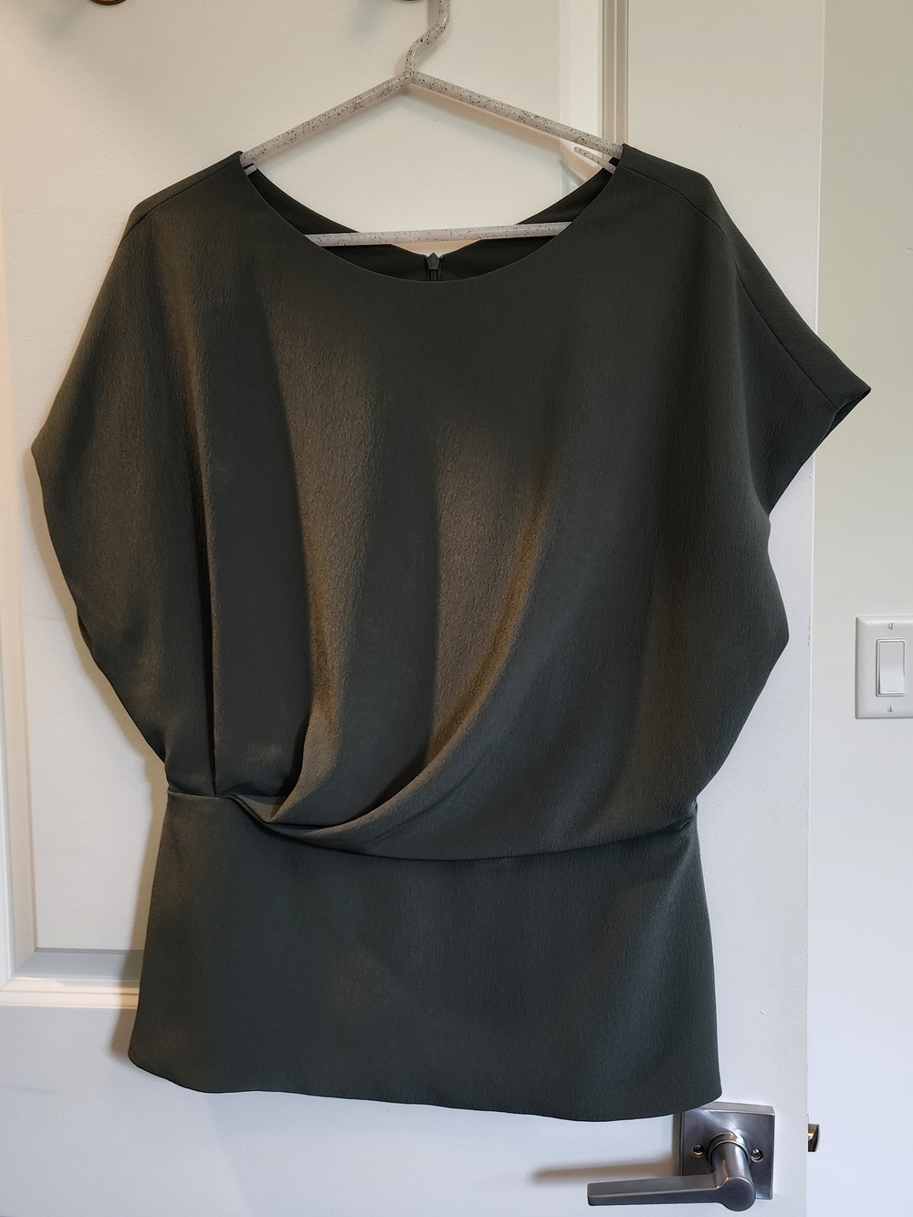 MM. Lafleur Olive Green Draped Blouse